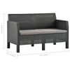 vidaXL 2-Seater Garden Sofa with Cushions Anthracite PP Rattan