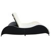 vidaXL Double Sun Lounger with Cushion Poly Rattan Black