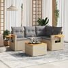 vidaXL 5 Piece Garden Sofa Set with Cushions Beige Poly Rattan
