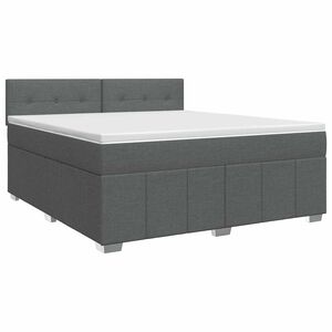 vidaXL Box Spring Bed with Mattress Dark Grey 153 x 203 cm Fabric