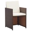 vidaXL 17 Piece Outdoor Dining Set with Cushions Poly Rattan Brown