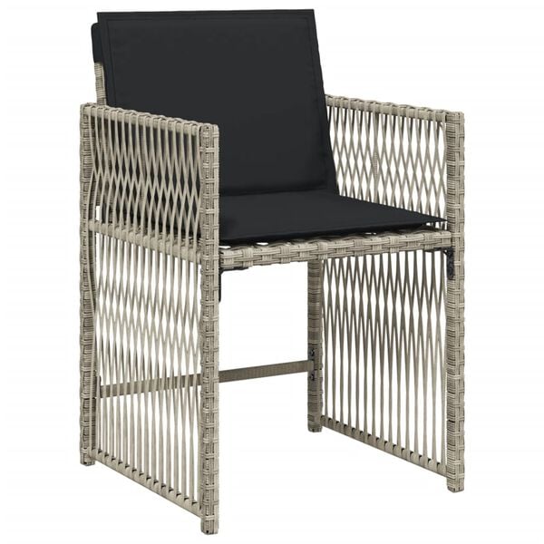 vidaXL 5 Piece Garden Dining Set with Cushions Light Grey Poly Rattan