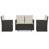 vidaXL 4 Piece Outdoor Lounge Set with Cushions Poly Rattan Black