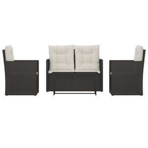 vidaXL 4 Piece Outdoor Lounge Set with Cushions Poly Rattan Black