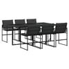 vidaXL 7 Piece Garden Dining Set with Cushions Black Textilene