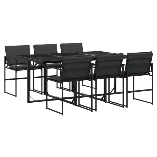 vidaXL 7 Piece Garden Dining Set with Cushions Black Textilene