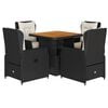 vidaXL 5 Piece Garden Dining Set with Cushions Black Poly Rattan