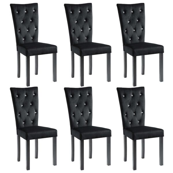 vidaXL Dining Chairs 6 pcs Black Velvet