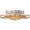 vidaXL 6 Piece Garden Lounge Set with Light Grey Cushions Solid Wood