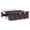 vidaXL 9 Piece Garden Dining Set with Cushions Poly Rattan Brown