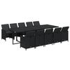 vidaXL 11 Piece Garden Dining Set with Cushions Poly Rattan Black