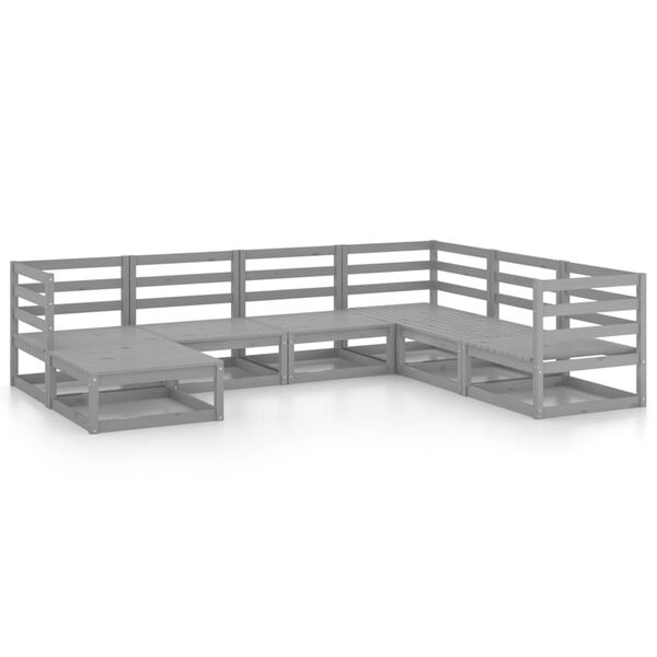 vidaXL 7 Piece Garden Lounge Set Grey Solid Pinewood