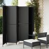 vidaXL Room Divider 6 Panels Black Poly Rattan