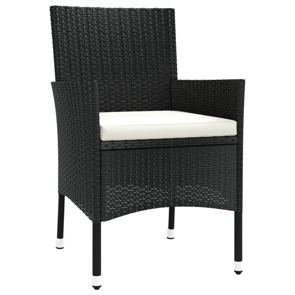 vidaXL Garden Chairs with Cushions 4 pcs Poly Rattan Black