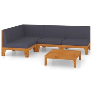 vidaXL 5 Piece Garden Lounge Set with Cushions Solid Acacia Wood