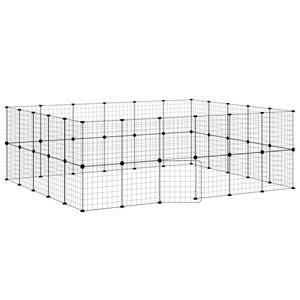 vidaXL 44-Panel Pet Cage with Door Black 35x35 cm Steel