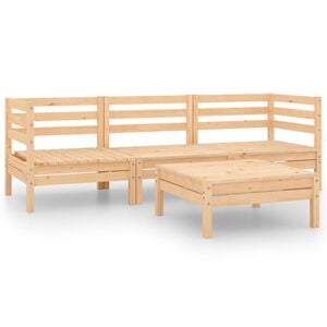 vidaXL Garden Lounge Set | Natural Wood | Solid Pine Wood | Standard | Modular