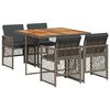 vidaXL 5 Piece Garden Dining Set with Cushions Grey Poly Rattan
