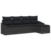 vidaXL Sofa Set 5 pcs Black Poly Rattan
