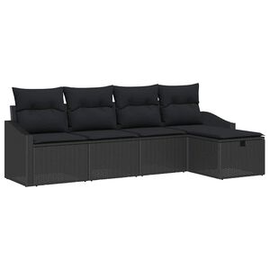 vidaXL Sofa Set 5 pcs Black Poly Rattan