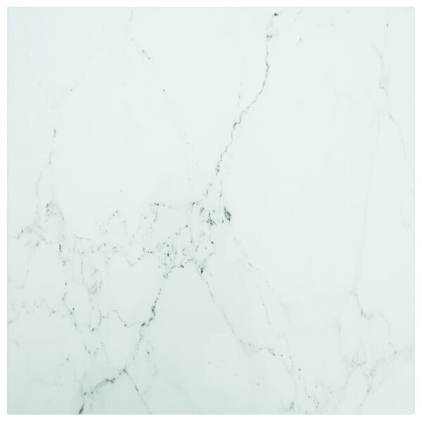 vidaXL Table Top White 60x60 cm 6 mm Tempered Glass with Marble Design