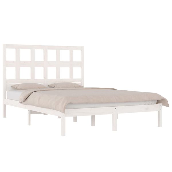 vidaXL Bed Frame without Mattress White 180x200 cm Super King Solid Wood Pine