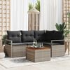 vidaXL Garden Sofa Set with Storage 5 pcs Grey Poly Rattan