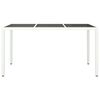 vidaXL Garden Table 150x90x75 cm Tempered Glass and Poly Rattan White