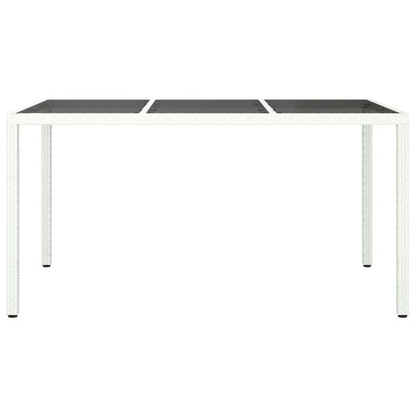 vidaXL Garden Table 150x90x75 cm Tempered Glass and Poly Rattan White