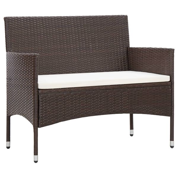 vidaXL 4 Piece Garden Lounge Set with Cushions Poly Rattan Brown