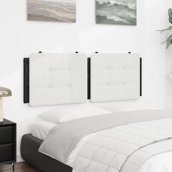 vidaXL Headboard Cushion "Zadar" White and Black 137 cm Double Faux Leather