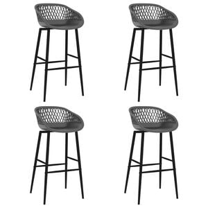 vidaXL Bar Chair | Set of 4 | Grey | Polypropylene, Metal | Standard | Footrest