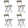 vidaXL Folding Chairs 4 pcs Grey Poly Rattan and Steel