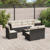 vidaXL 9 Piece Garden Sofa Set with Cushions Black Poly Rattan