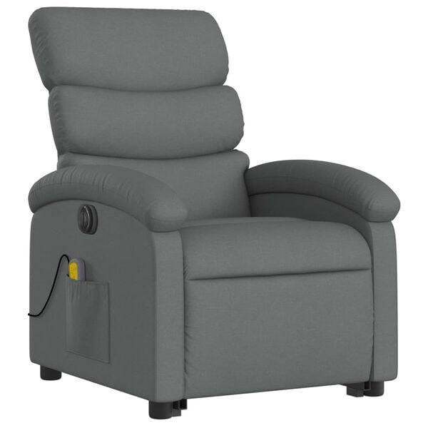 vidaXL Electric Stand up Massage Recliner Chair Dark Grey Fabric
