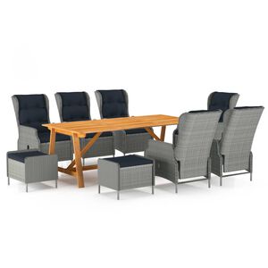 vidaXL 9 Piece Garden Dining Set Light Grey