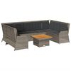 vidaXL 7 Piece Garden Lounge Set with Cushions Grey Poly Rattan