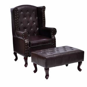 vidaXL Armchair | Antique Brown | Faux Leather, Solid Wood | Standard