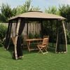 vidaXL Gazebo with Double Roof and Mesh Walls Taupe 2.93x2.93 m Steel