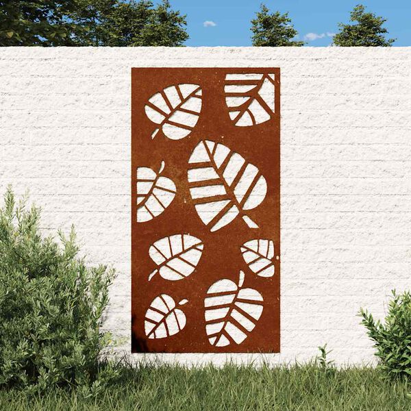 vidaXL Garden Wall Decoration 105x55 cm Corten Steel Leaf Design
