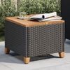 vidaXL Garden Table Black 45x45x37 cm Poly Rattan Acacia Wood
