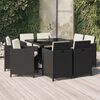 vidaXL 9 Piece Garden Dining Set with Cushions Poly Rattan Black