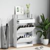 vidaXL Shoe Cabinet with a Drawer and a Top Glass Shelf Wood White