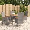 vidaXL 5 Piece Garden Dining Set with Cushions Grey Poly Rattan