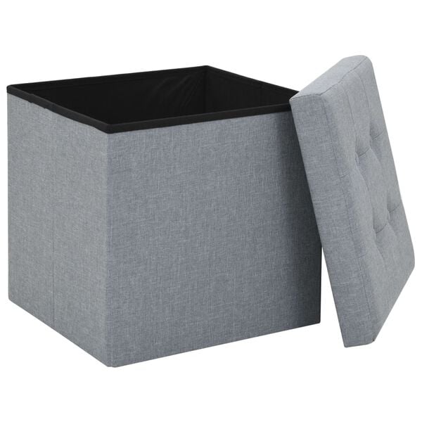 vidaXL Folding Storage Stools 2 pcs Light Grey Faux Linen