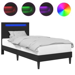 vidaXL Bed Frame with LED Strip Lights Black 107 x 203 cm Faux Leather