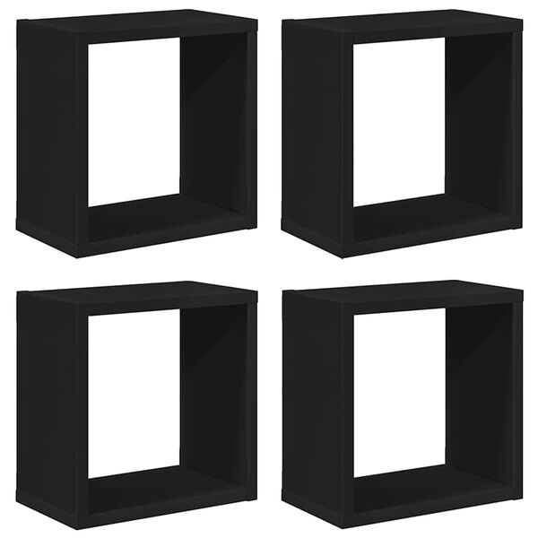vidaXL Wall Cube Shelves 4 pcs Black 26x15x26 cm
