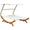 vidaXL Outdoor Lounge Bed with Canopy 165x203x138 cm Solid Bent Wood Cream