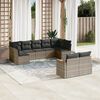 vidaXL 9 Piece Garden Sofa Set with Cushions Grey Poly Rattan