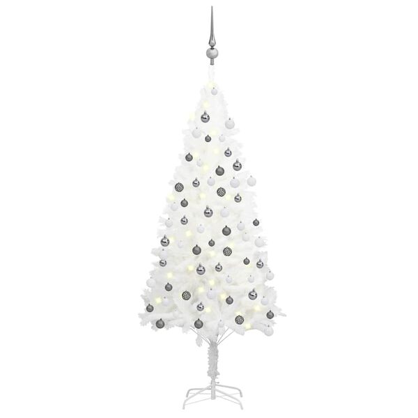 vidaXL Artificial Pre-lit Christmas Tree with Ball Set White 120 cm